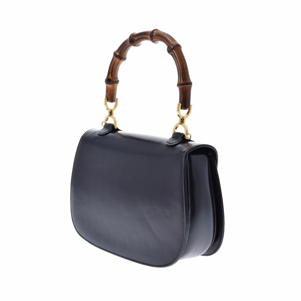 Gucci Bamboo Handle Top Calfskin Black Handbag